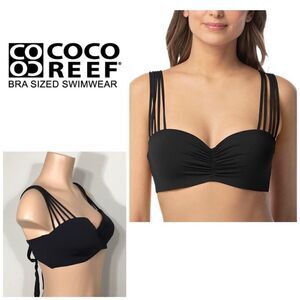 New. COCO REEF adjustable multi-way black Strappy bikini top. 32/34-C